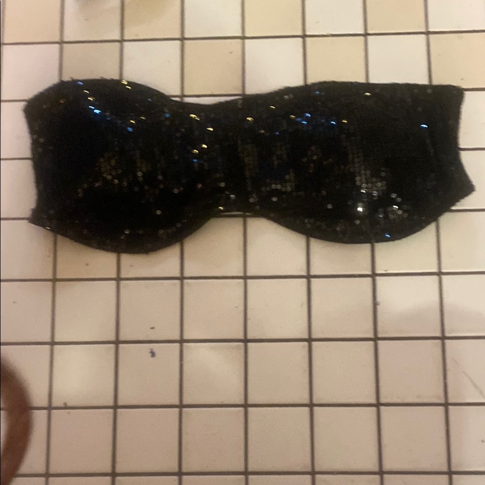 Black Sequin Bandeau Top